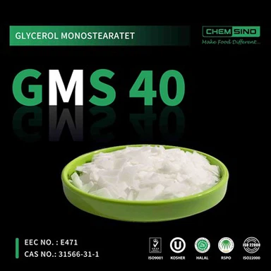 Penjualan Panas Gliserol Monostearat 40 GMS 40 Serpihan CAS No.31566-31-1